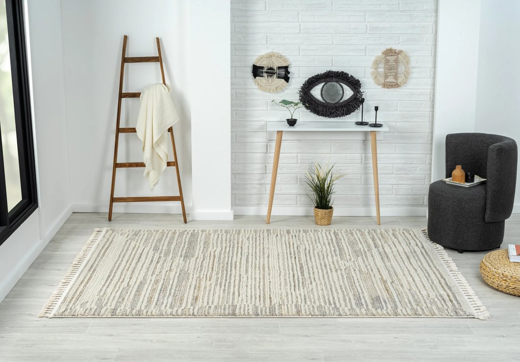 Kusový koberec Enya 2 creme, 200x290, šedá, chodba / predsieň, My Flair
