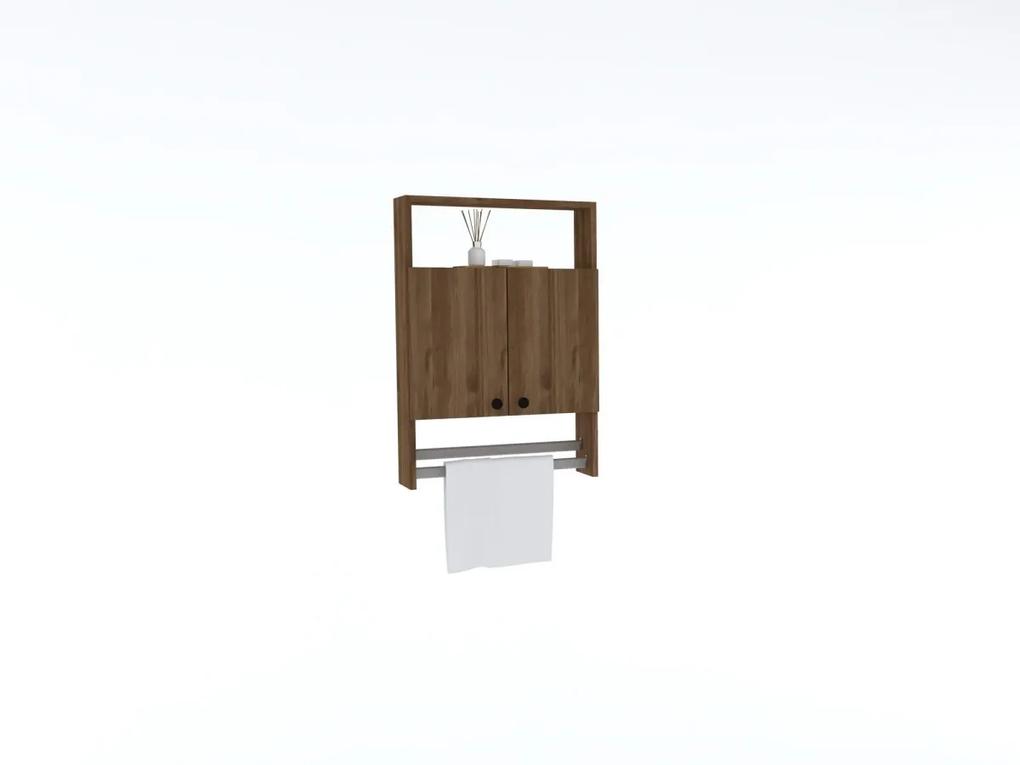 Závěsná koupelnová skříňka s věšákem na ručníky Ela ořech