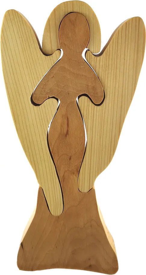 AMADEA Drevené puzzle anjel, masívne drevo dvoch druhov drevín, 25 cm