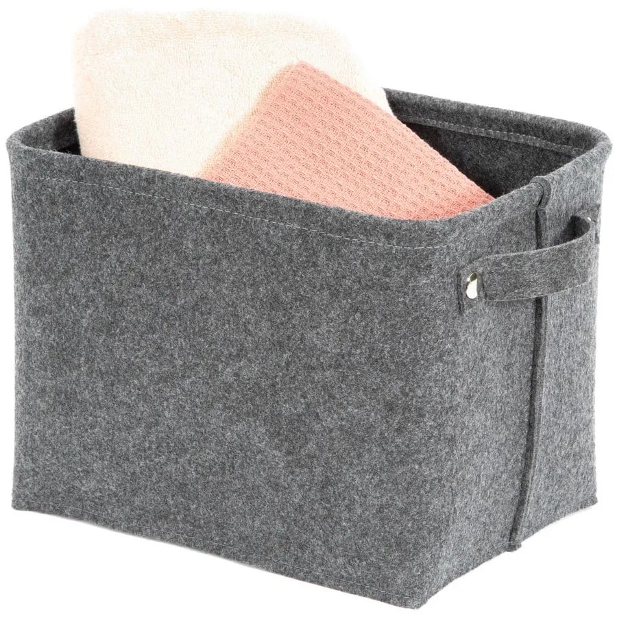 Sivý plstený úložný košík Compactor Felt Basket, 29 x 24 cm
