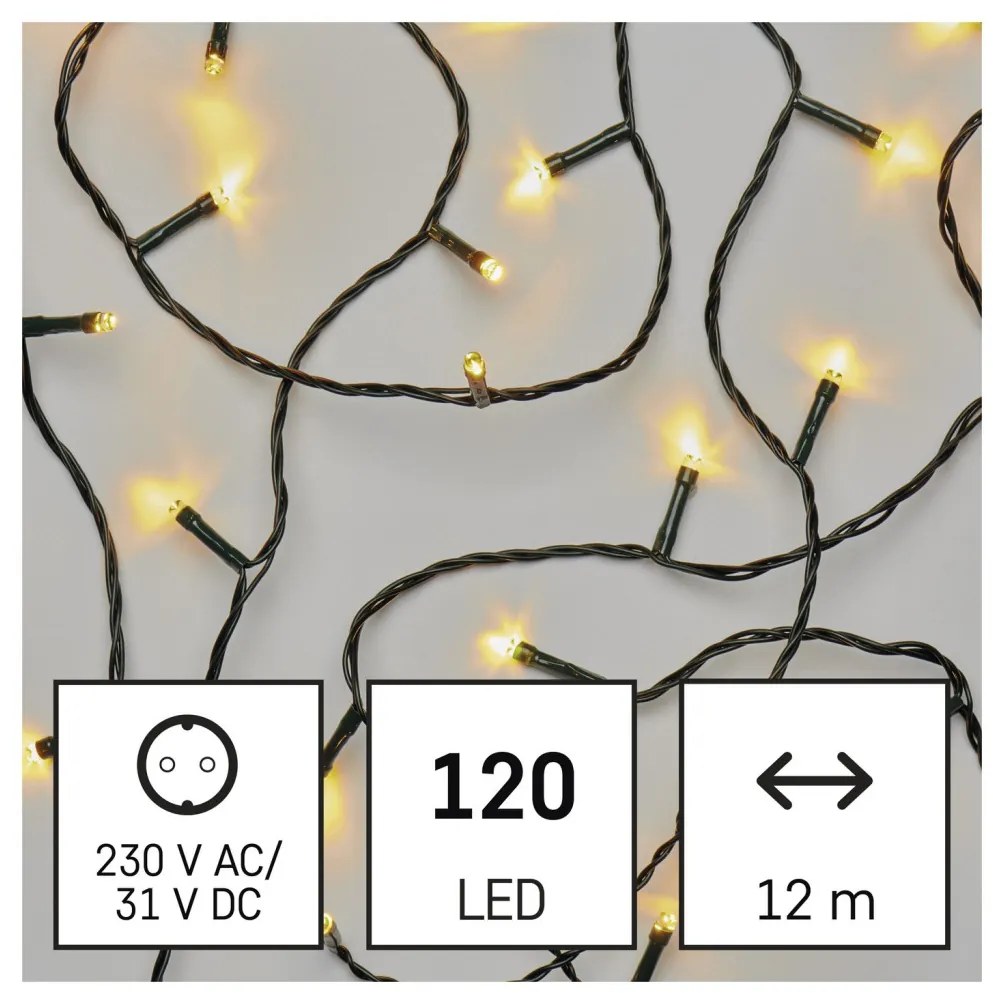 Vianočná reťaz LED 12 m, teplá biela