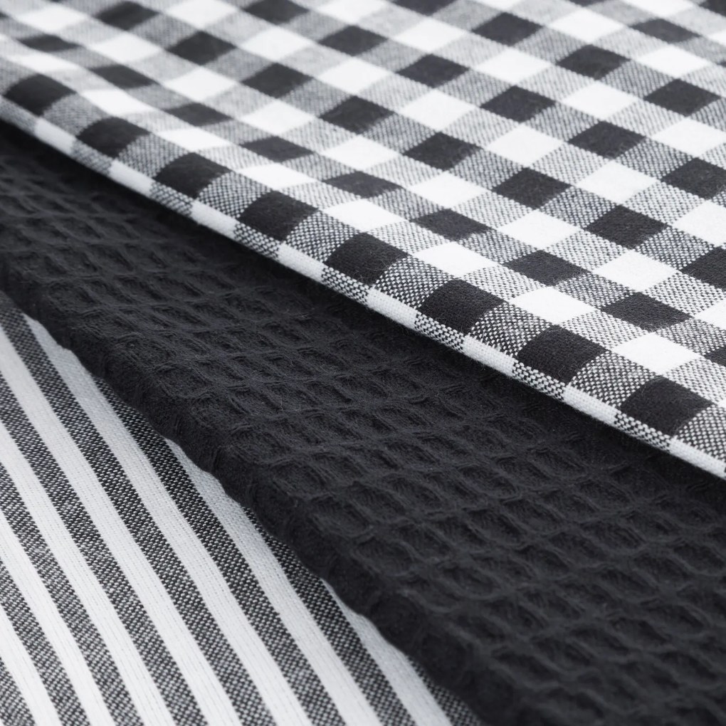 KUCHYNSKÁ UTIERKA LUCY SADA 3 KS 50X70 CM ČIERNE