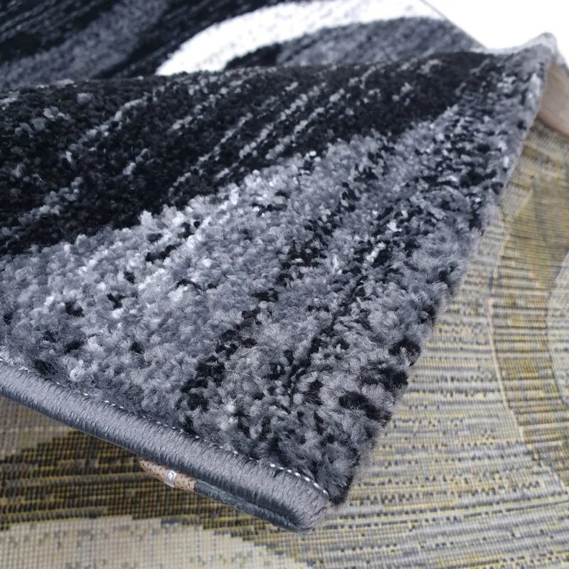Spoltex, Kusový koberec Florida New 308-72 grey/black, 80x150, šedá, chodba / predsieň