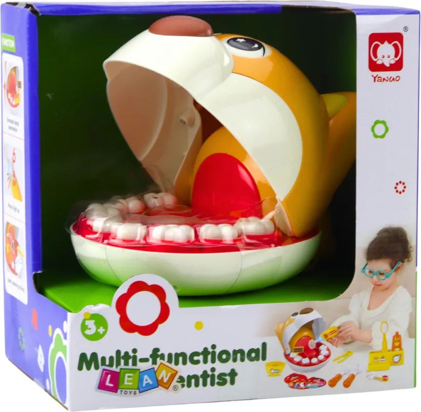LEAN Toys Pes u zubára interaktívna hračka lekárska sada chorý zub