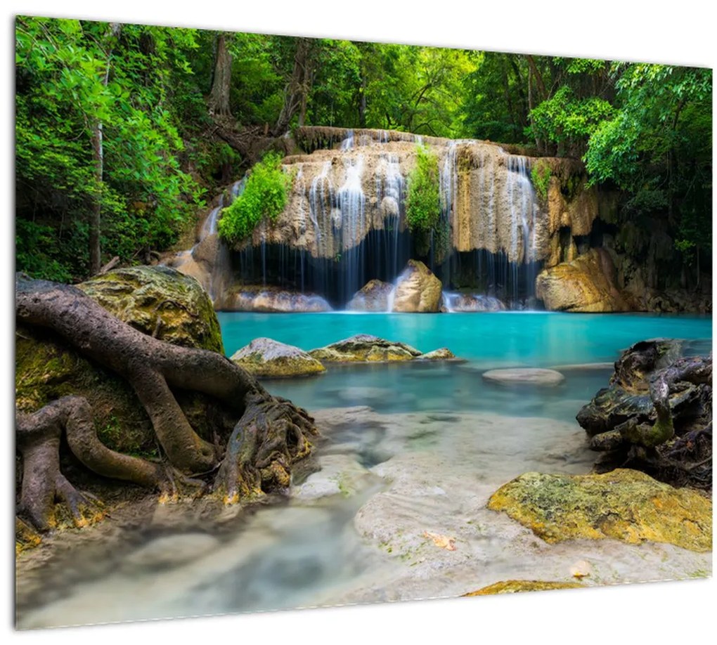 Sklenený obraz vodopádov (70x50 cm)
