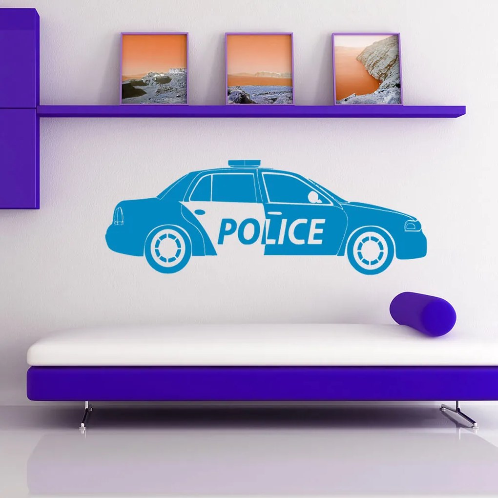 Veselá Stena Samolepka Policajné autíčko Farba: fialová, Veľkosť: 100 x 32 cm