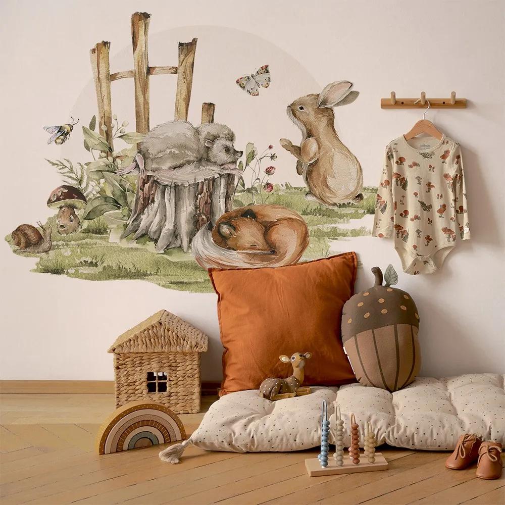 Gario Detská nálepka na stenu Woodland walk - ježko, zajačik a líška Rozmery: 115 x 83 cm