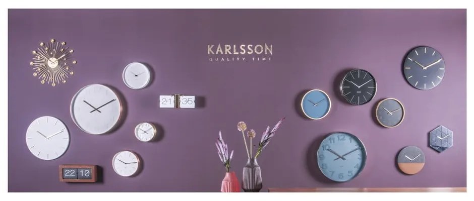 Biele nástenné hodiny Karlsson Charm
