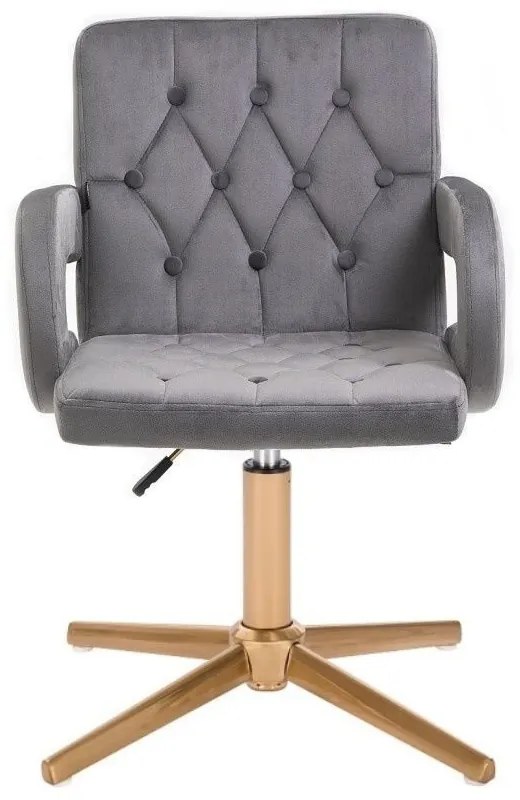 LuxuryForm DESIGN Stolička BOSTON VELUR na zlatom kríži - šedá