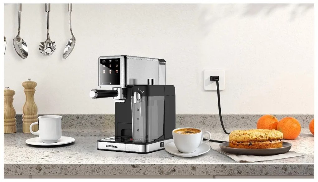 MEGAKOMBO Nízkosacharidový ryžovar BestBerg BBRC-10 + Pákový espresso kávovar s napeňovačom mlieka BestBerg BBCF-2032