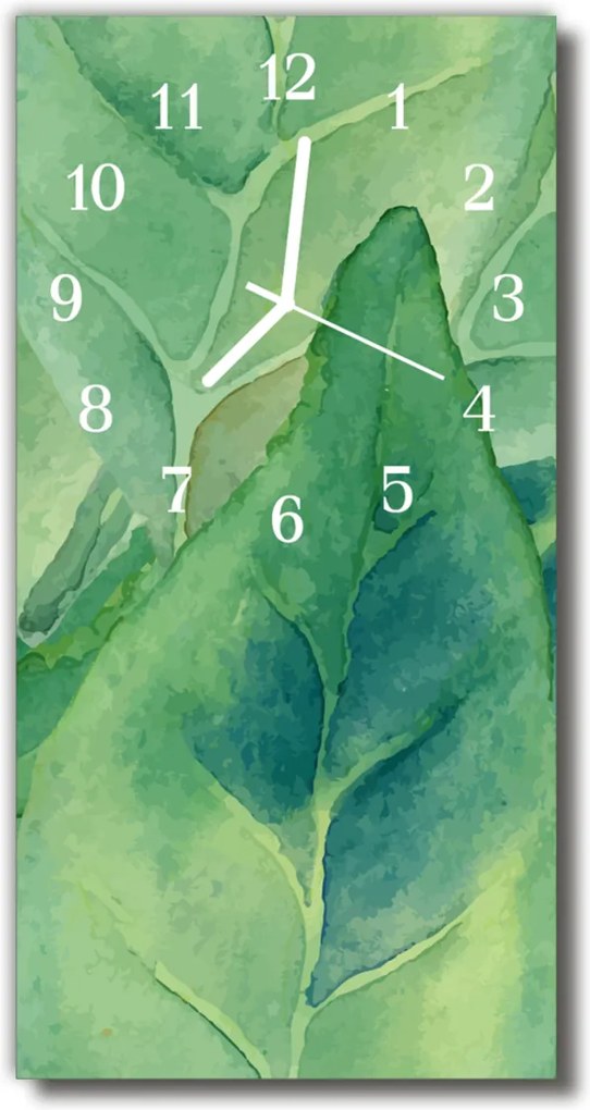 Sklenené hodiny vertikálne  Príroda Zelené listy