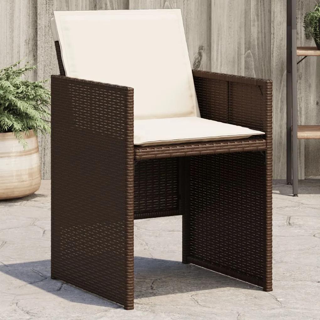 Záhradné stoličky s podložkami 4 ks, hnedé, polyratan 4007438