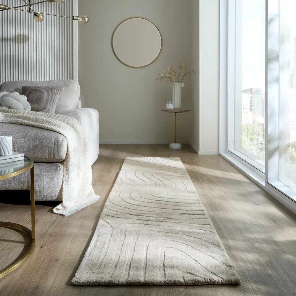 Krémový ručne tkaný vlnený behúň 60x230 cm Mesmerise Natural – Flair Rugs