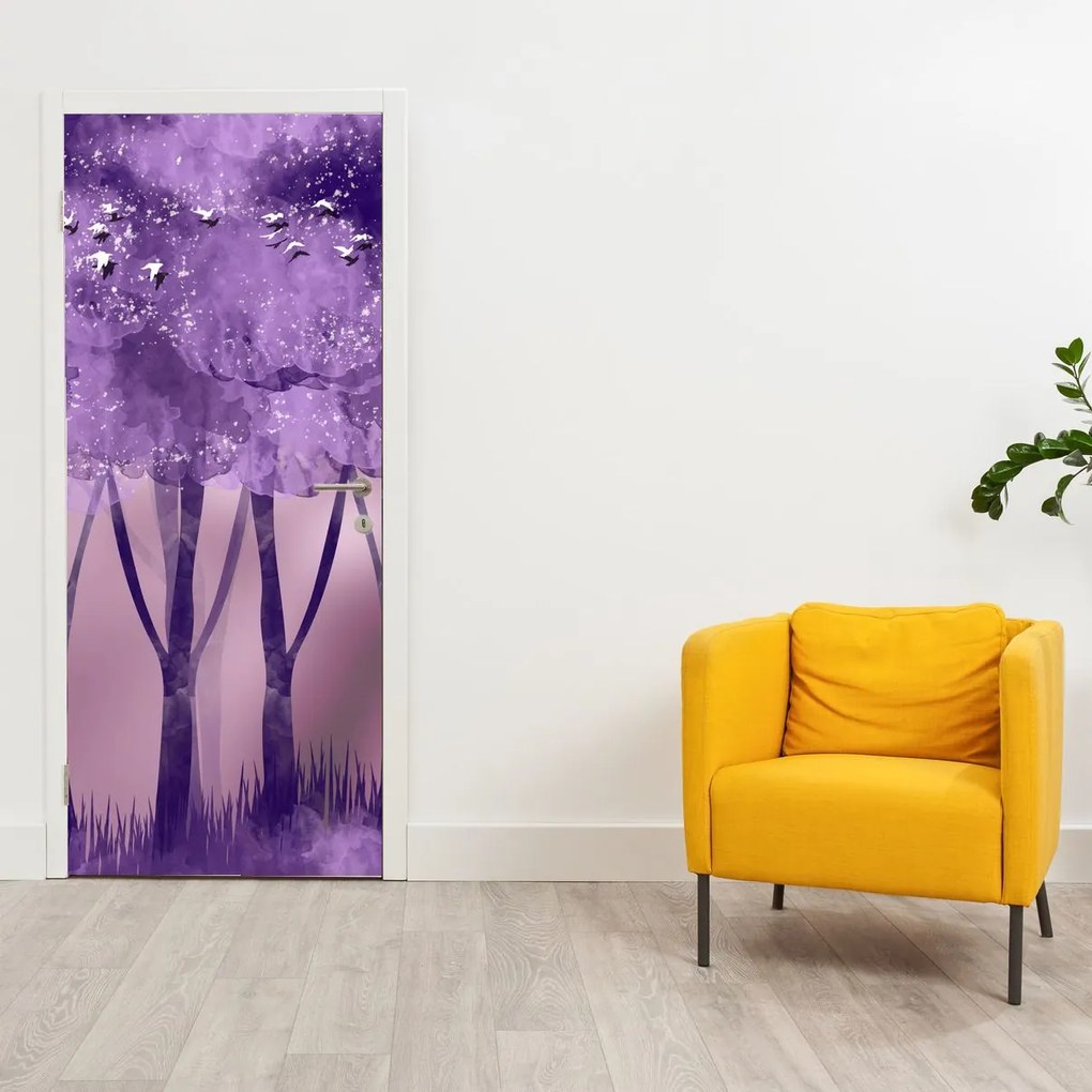 Fototapeta na dvere - Jelene v magickom lese (95x205cm)