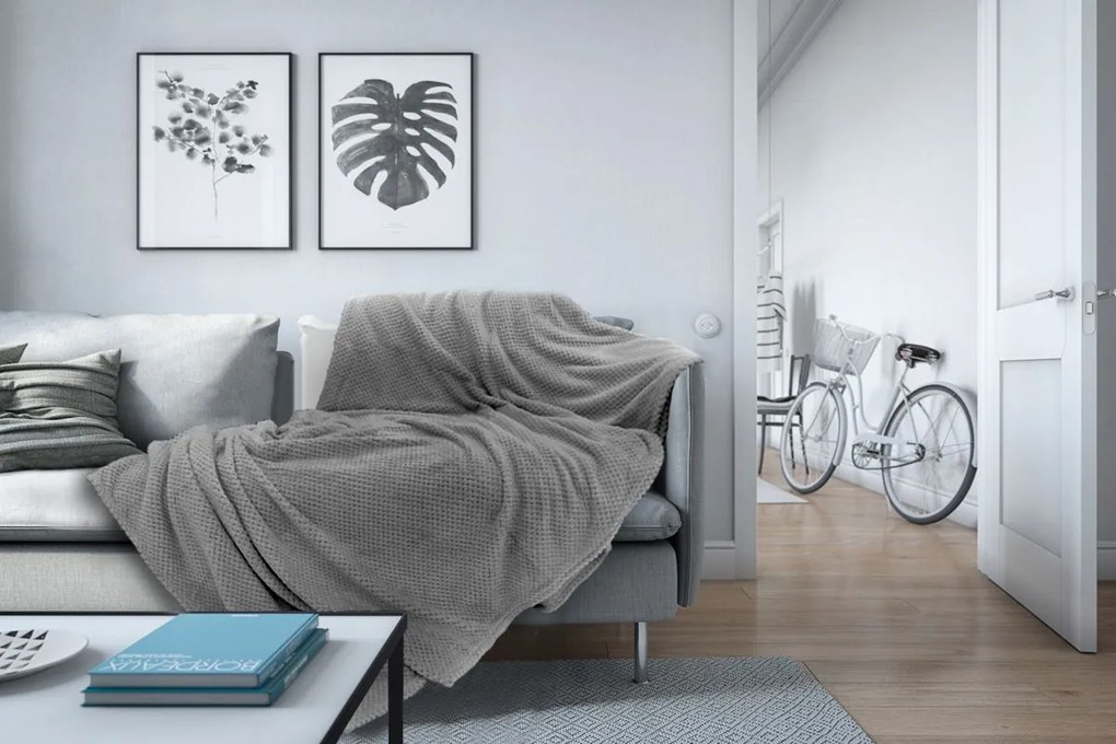Tutumi Diamond, plyšová deka 220x200cm, šedá, KOC-04109