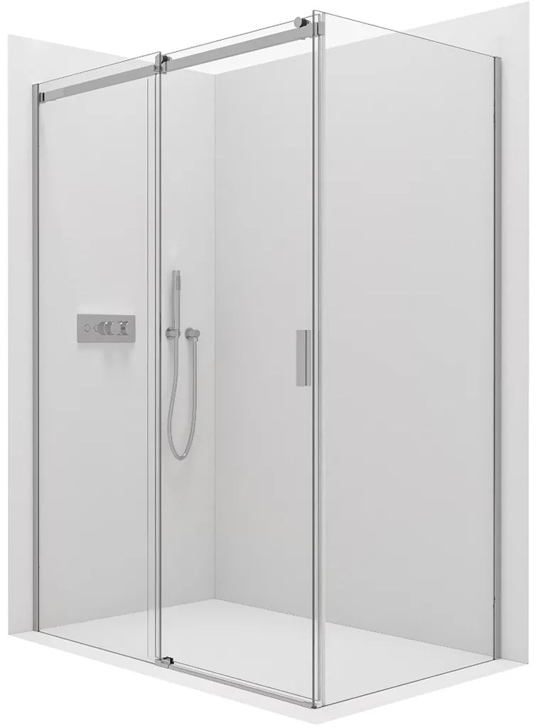 CERANO - Sprchovací kút Santoro Ľ/P - 8 mm - chróm, transparentné sklo - 100x70 cm - posuvný, CER-CER-8050BD7346