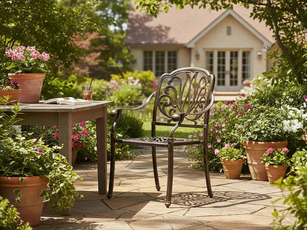 CH Hliníková stolička Hastings v antickom prevedení