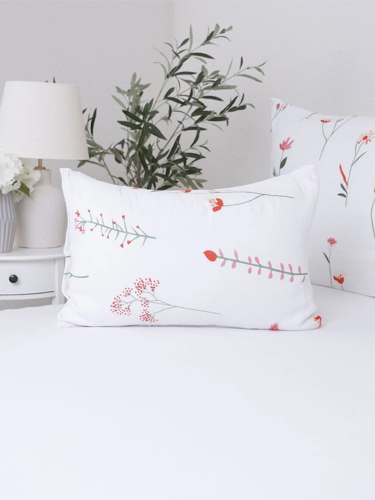 Mušelínová obliečka na vankúš 40 × 60 cm - Vlčie maky biele