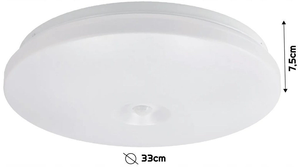 BERGE Stropný LED panel, prisadený, 2x E27, okrúhly, s CLIO senzorom pohybu a súmraku