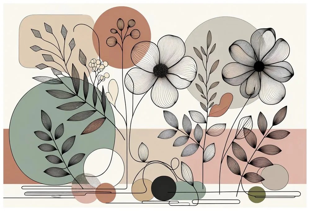 Fototapeta abstraktné kvety a listy