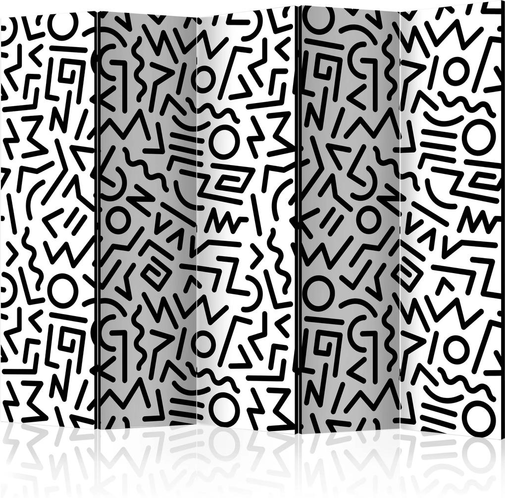 Paraván - Black and White Maze [Room Dividers] 225x172