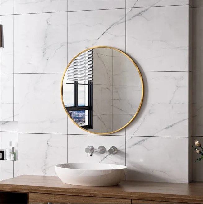 Erga Round, okrúhle zrkadlo 70cm, zlatý rám, ERG-V01-ROUND-7070-GD