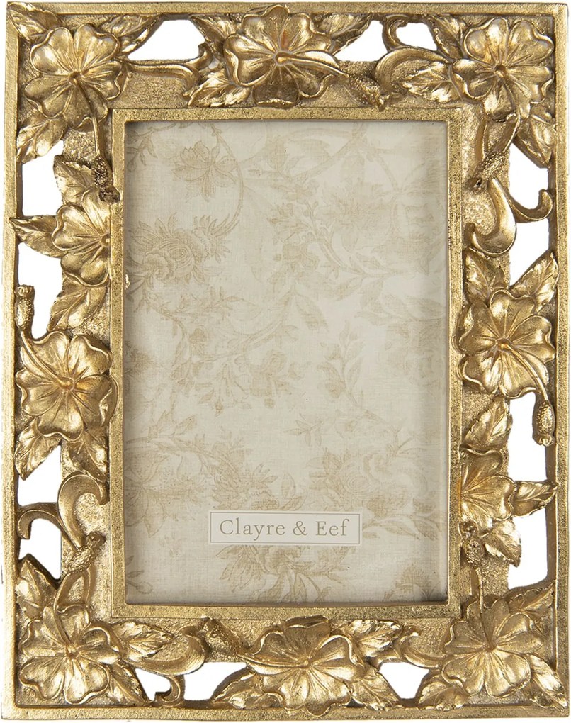 Rámček na fotografie so zlatými kvetinovými ornamentami - 16 * 2 * 21 cm / 10 * 15 cm