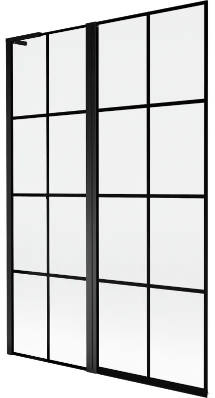 Mexen Mist L, 2-krídlová vaňová zástena, ľavá 120 x 150 cm, čierna mriežka, čierna - 8A9L-120-011-70-77-L