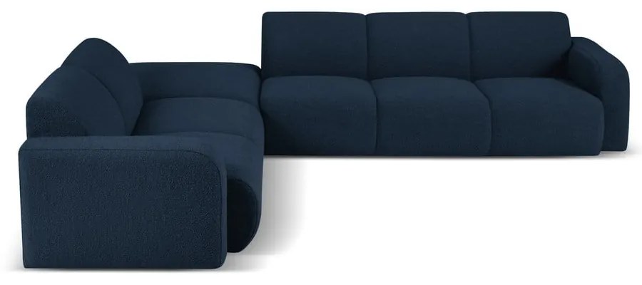 Tmavomodrá rohová pohovka z textílie bouclé (ľavý roh) Molino – Micadoni Home