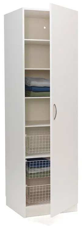 Skriňa na oblečenie, pravé dvere, 600x600x2100 mm, biela, biela