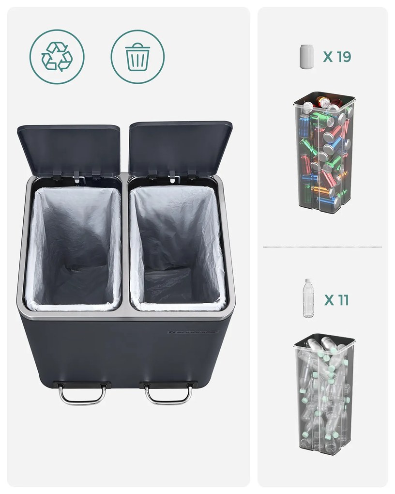 Odpadkový kôš na triedený odpad Bins 30 L antracit
