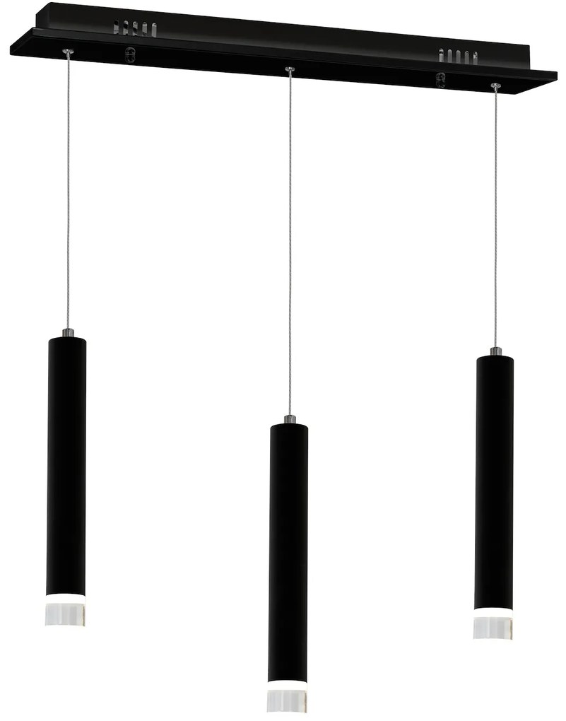 Závesné svietidlo Carbon, 3x čierne kovové tienidlo, b