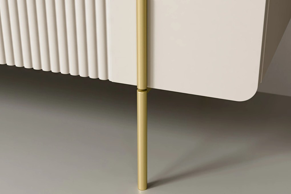 TV stolík Malmi 150 cm - kašmírová / crema bianca / zlatá