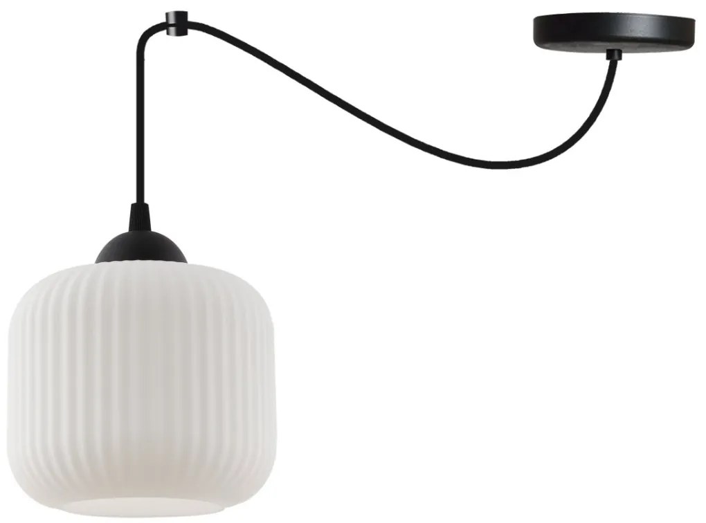 Závesné svietidlo Riffle Spider, 1x biele sklenené tienidlo, b