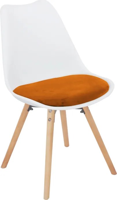 Biela stolička SEMER NEW s terakotovým sedadlom