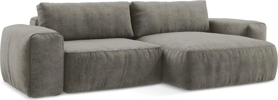 Sivá ženilková rozkladacia rohová pohovka (pravý roh/s leňoškou) Kuki – Makamii