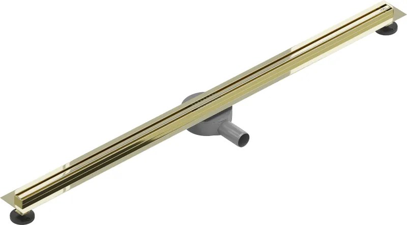 MEXEN Flat nerezový sprchový žľab s rotačným 360° sifónom 140 cm, vzor SLIM, zlatá, 1541140