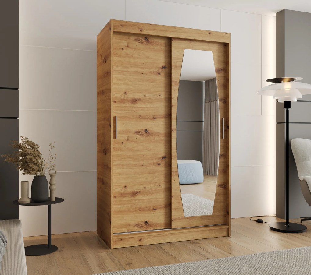 Šatníková skriňa 120 cm Rosaria (dub artisan). Akcia -21%. Vlastná spoľahlivá doprava až k Vám domov. 1126292