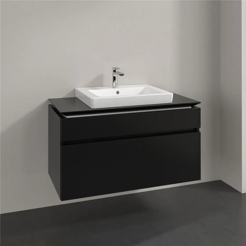 VILLEROY &amp; BOCH Legato závesná skrinka pod umývadlo (umývadlo v strede), 2 zásuvky, 1000 x 500 x 550 mm, Black Matt Lacquer, B68100PD