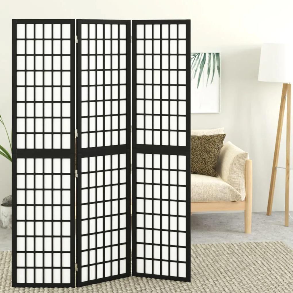 Skladací paraván s 3 panelmi japonský štýl 120x170 cm čierny 352079