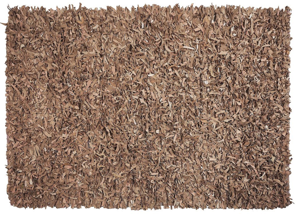 Kožený koberec 140 x 200 cm béžový MUT Beliani