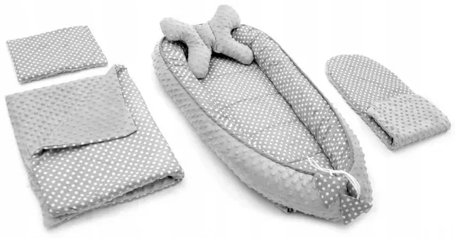 Detské hniezdo 5v1 GREY/WHITE DOTS