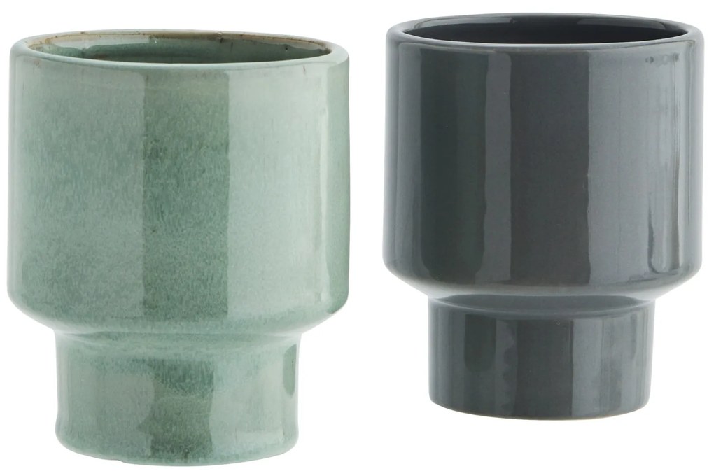 MADAM STOLTZ Keramický hrnček Green/Grey A - zelený