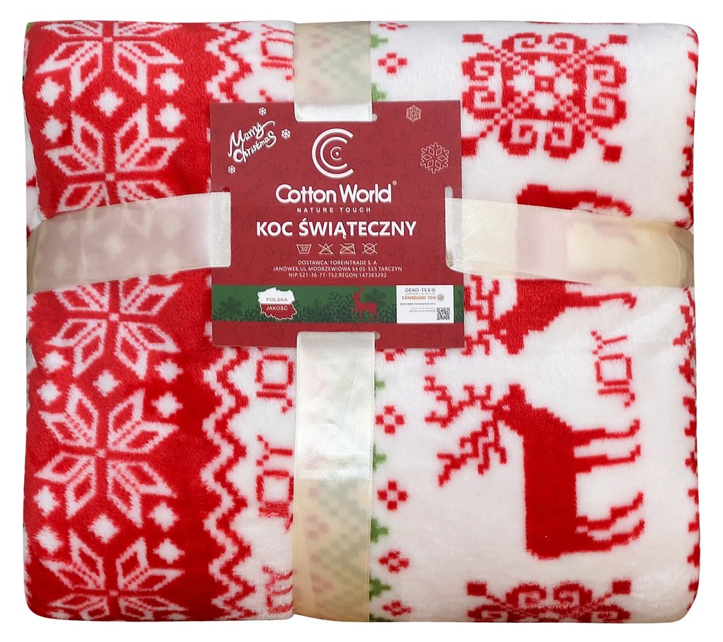 Biela vianočná mikroplyšová deka CHRISTMAS JOY Rozmer: 200 x 220 cm