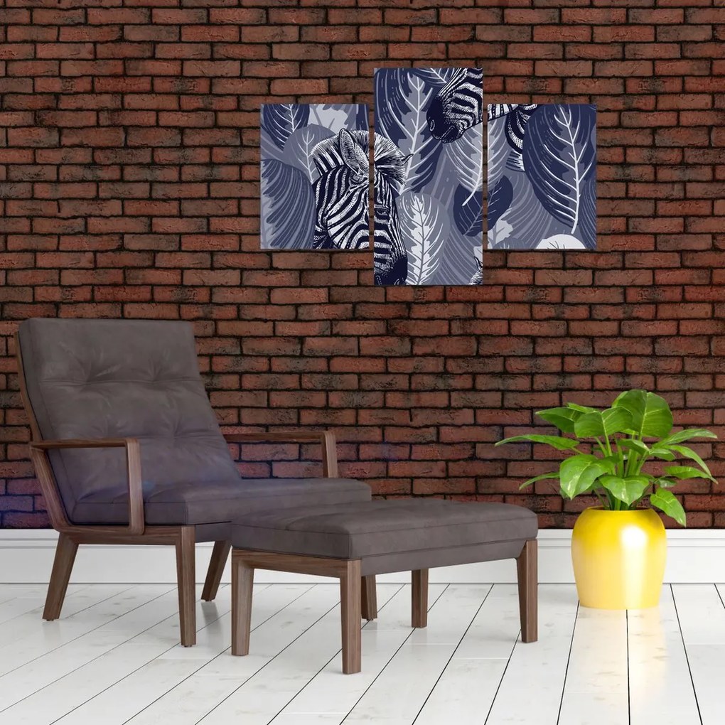 Obraz - Modré zebry (90x60 cm)