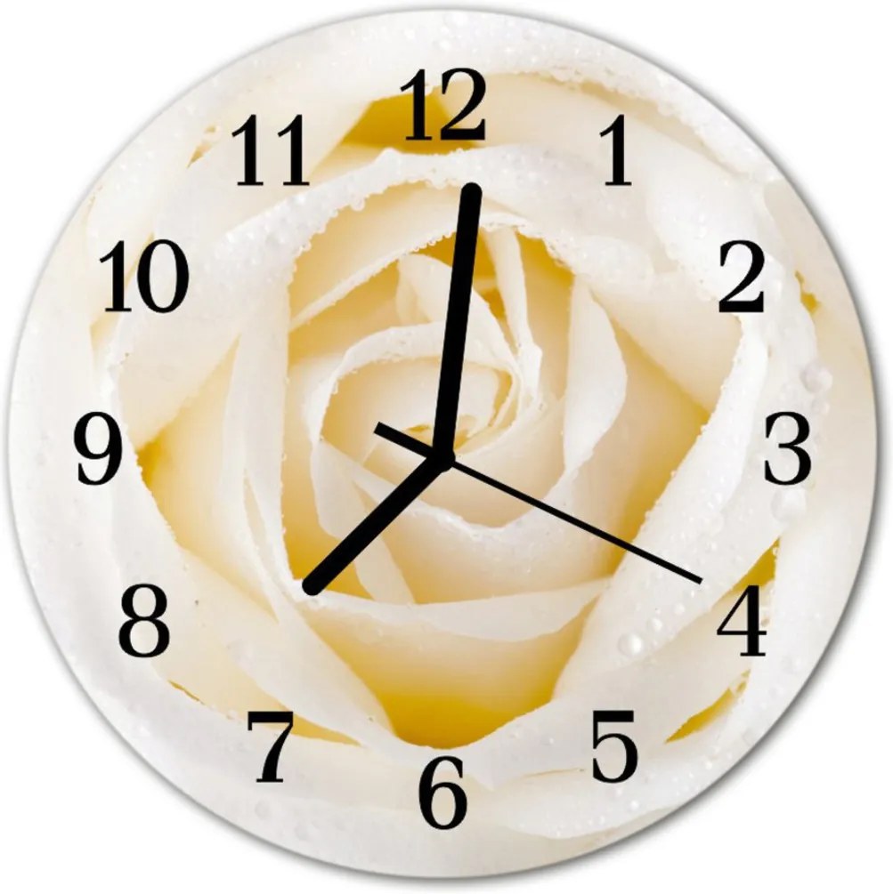 Sklenené hodiny okrúhle  ruže