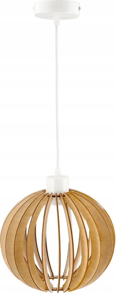 Drevená hustá guľová závesná stropná lampa