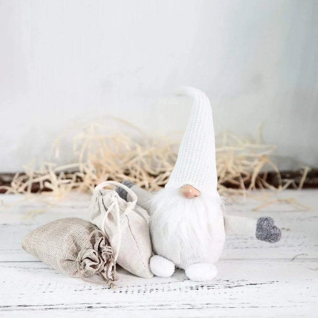 Vianočný škriatok 32 cm - biely