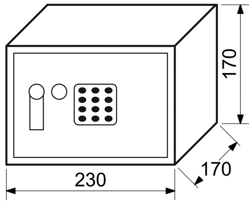 Oceľový trezor s elektronickým zámkom, číselnou klávesnicou a páčkou na otvorenie RS.17.EDK