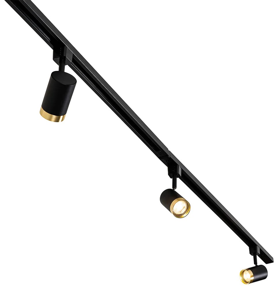 Inteligentný koľajnicový systém s 5 bodovými svetlami čierna zlatá 1-fázový vrátane 5 Wifi GU10 50mm - Iconic Jeana